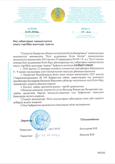 22.01.2026 ж. оқу сабақтарын қашықтықтан оқыту тәртібіе ауыстыру туралы